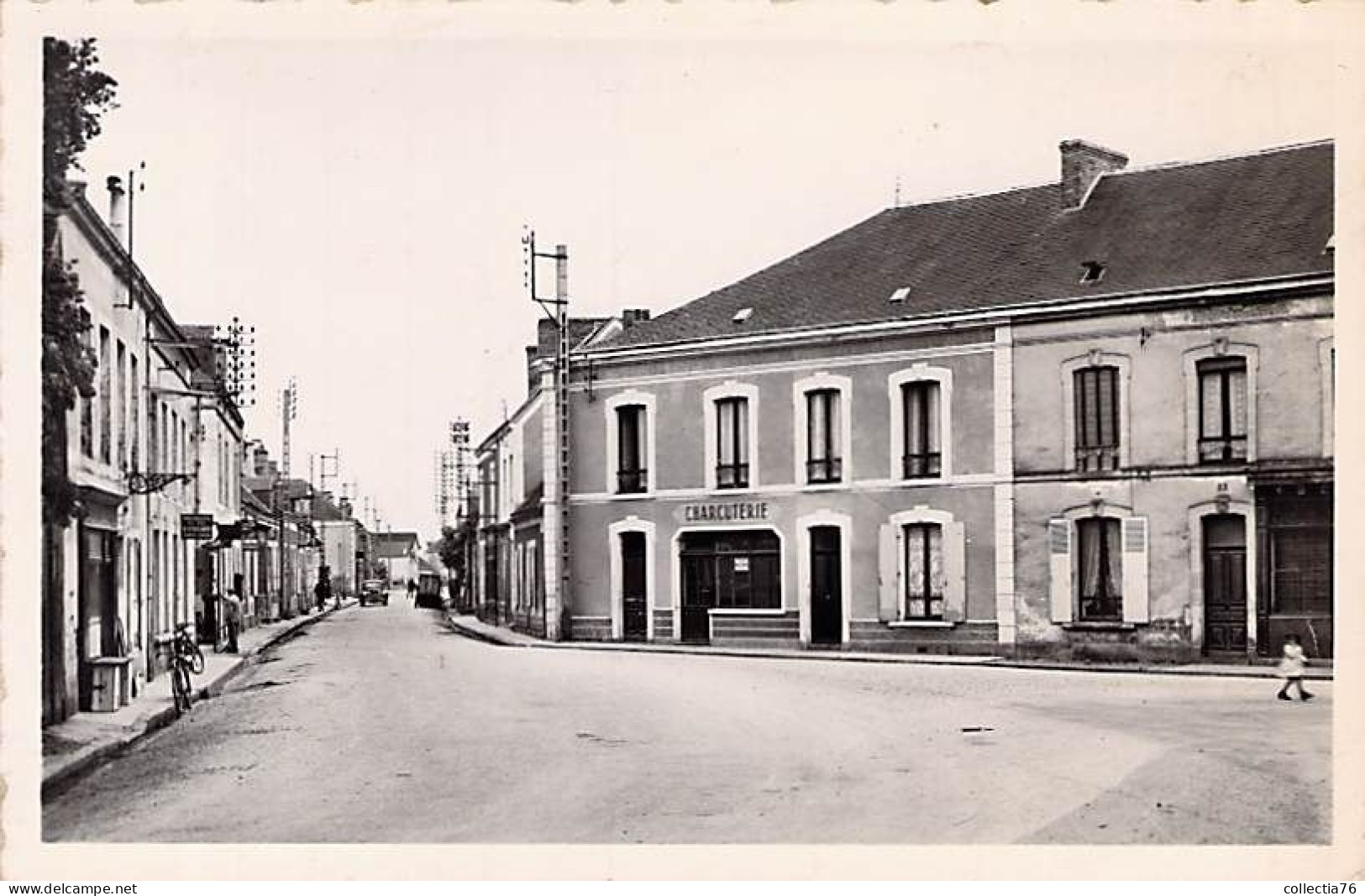 CPSM FRANCE 72 SARTHE MAROLLES LES BRAULTS RUE DE BONNETABLE CHARCUTERIE DOS DIVISE ECRIT 1953 - Marolles-les-Braults