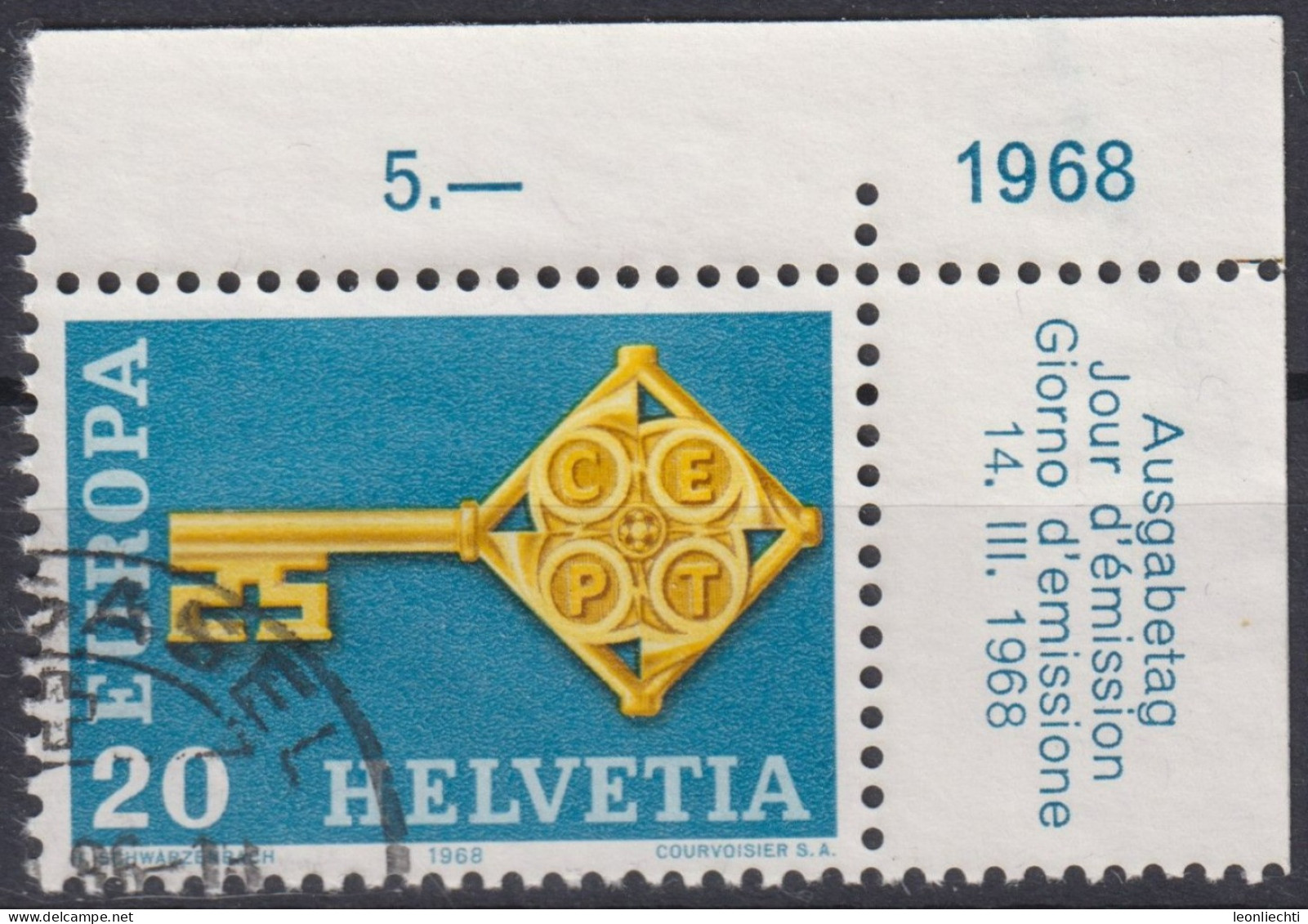 1968 Schweiz ° Zum: CH 456, Mi: CH 871, EUROPA, Schlüssel Mit CEPT Emblem - Usati