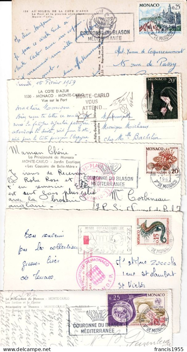 Oblitération De Monaco Sur Care Postale - Lettres & Documents