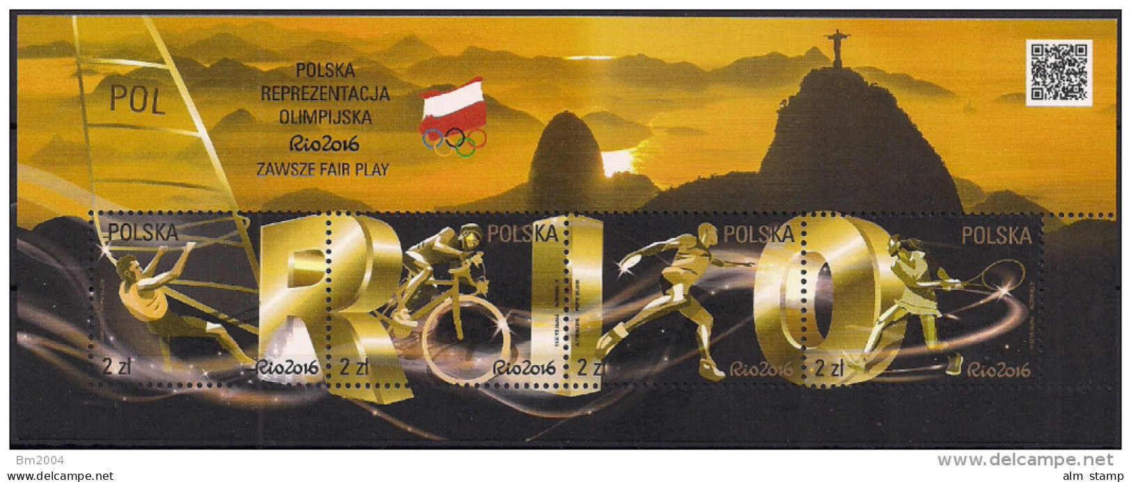 2016 Polen Mi. Bl  45 **MNH   Olympische Sommerspiele, Rio De Janeiro. - Nuovi