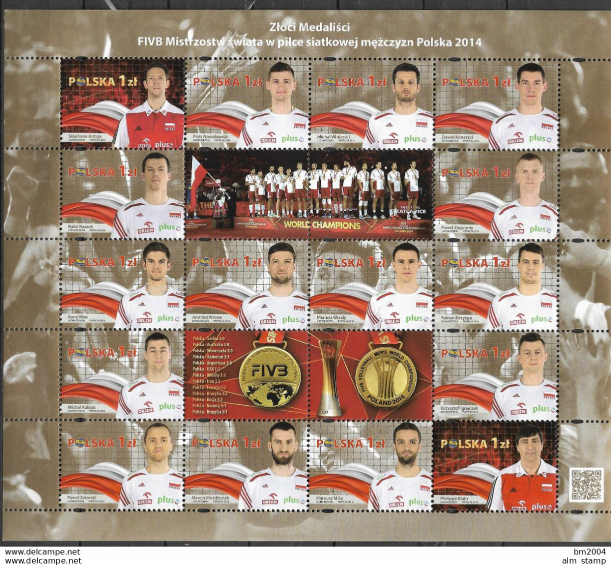 2014 Polen Mi. 4725-40**MNH  Gewinn Der Volleyball-Weltmeisterschaft. - Neufs