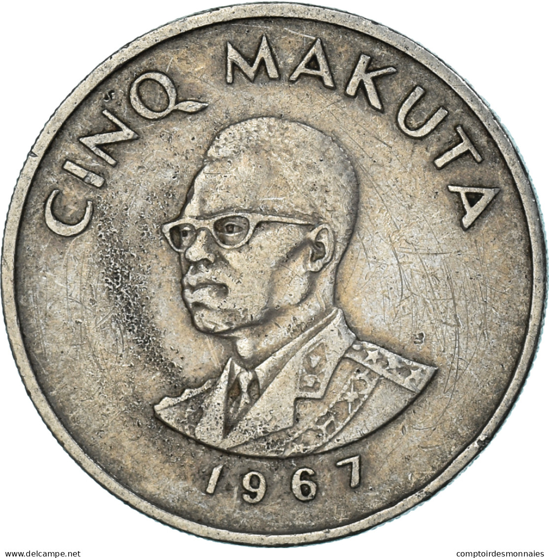 Monnaie, Congo, 5 Makuta, 1967 - Congo (Rép. Démocratique, 1964-70)