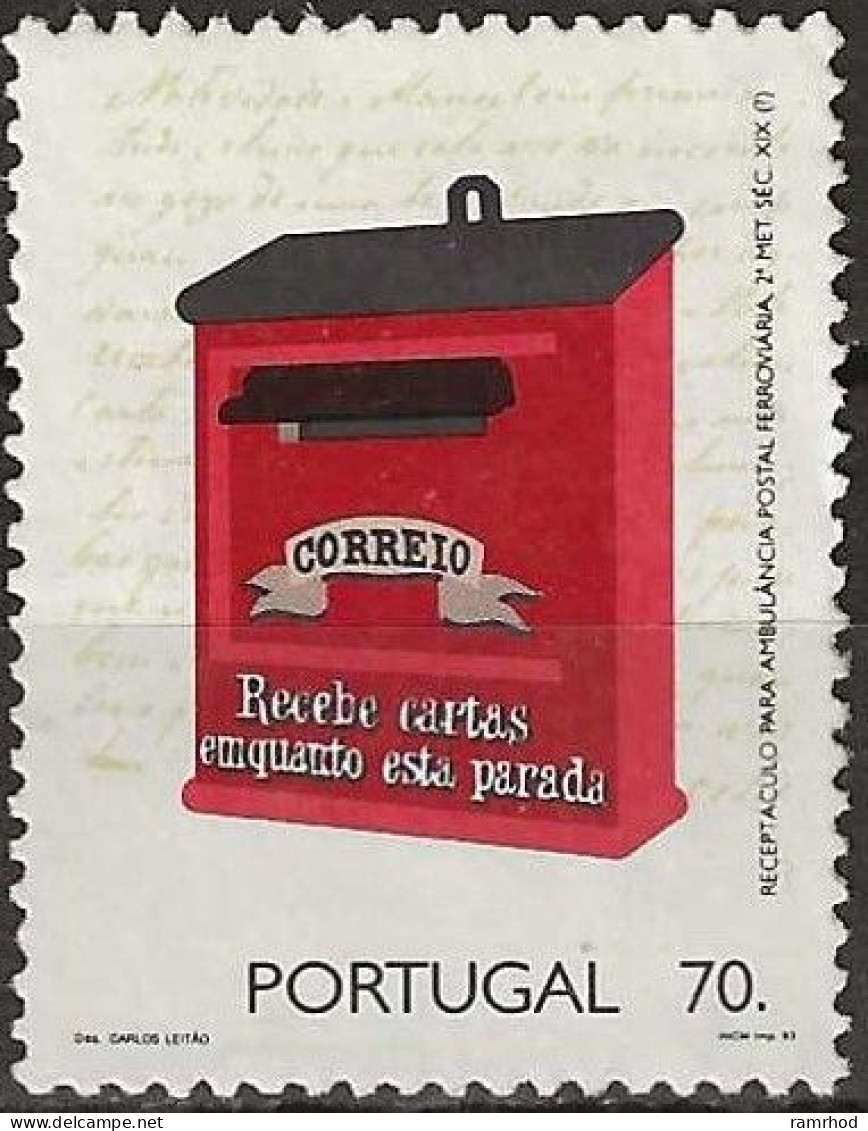 PORTUGAL 1993 Post Boxes - 70e. - 19th-century Wall-mounted Box For Railway Travelling Post Office FU - Used Stamps