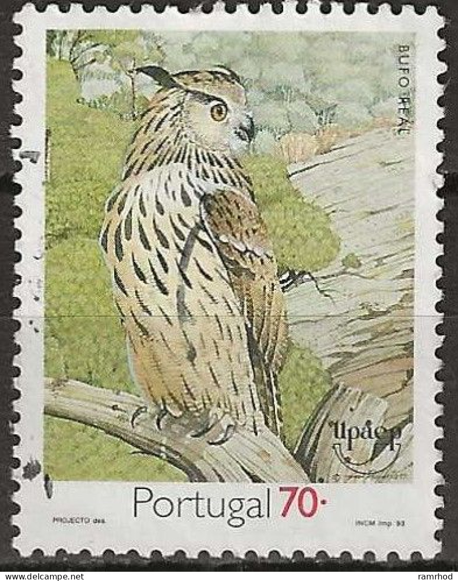 PORTUGAL 1993 Endangered Birds Of Prey - 70e. - Eagle Owl FU - Oblitérés