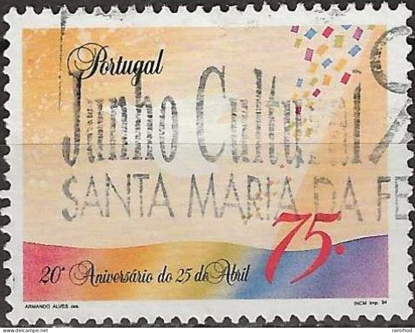 PORTUGAL 1994 20th Anniversary Of Revolution - 75e - Dove AVU - Used Stamps