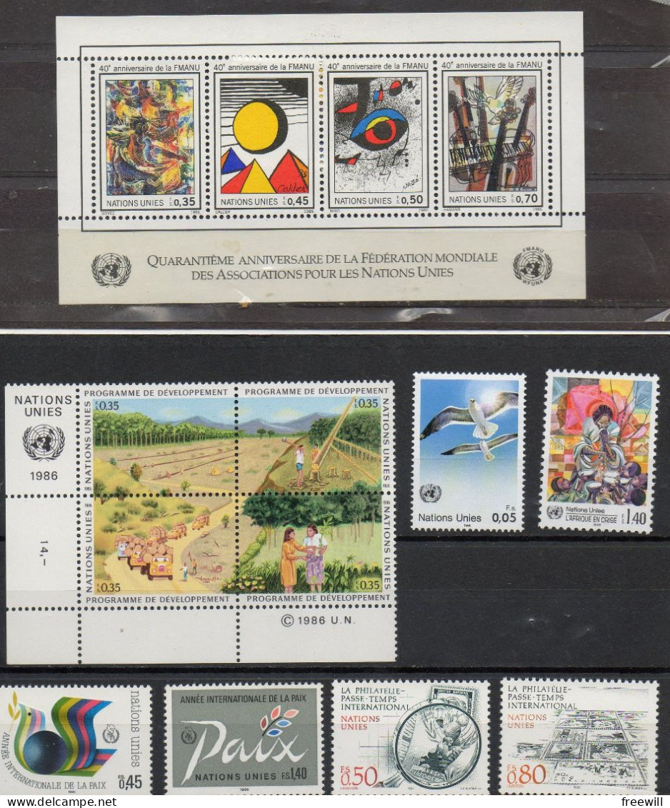 Nations Unies United Nations  Genève Timbres Divers - Various Stamps -Verschillende Postzegels 1986 XXX - Neufs