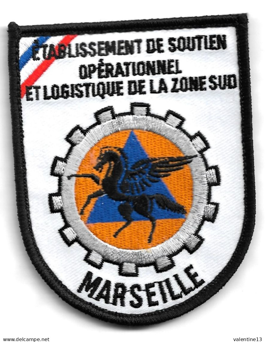 Ecusson Tissu PROTECTION CIVILE MARSEILLE Etablissement De Soutien Opérationnel Et Logistique De La Zone Sud - Bomberos