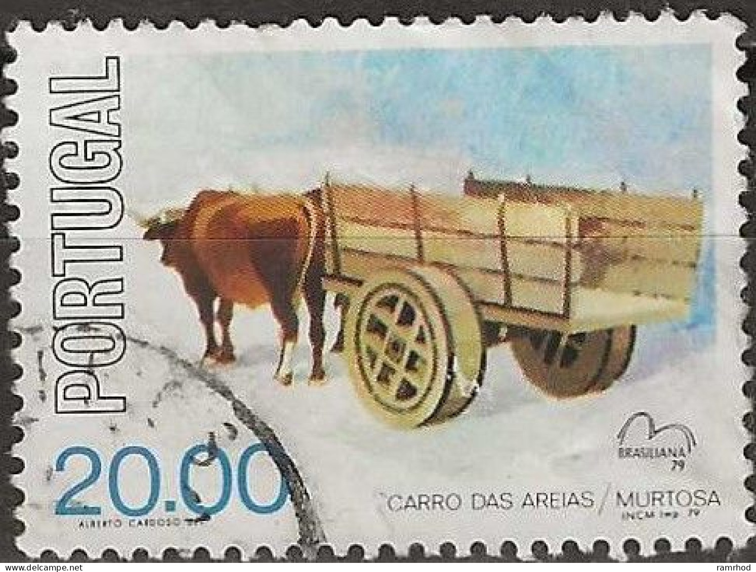 PORTUGAL 1979 Brasiliana 79 International Stamp Exhibition. Portuguese Country Carts - 20e. - Sand Cart, Murtosa FU - Oblitérés