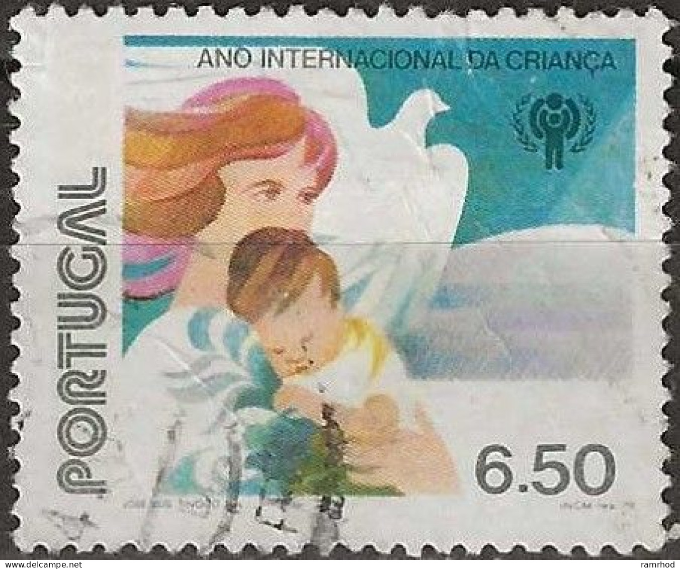 PORTUGAL 1979 International Year Of The Child - 6e.50 - Mother, Baby And Dove FU - Oblitérés