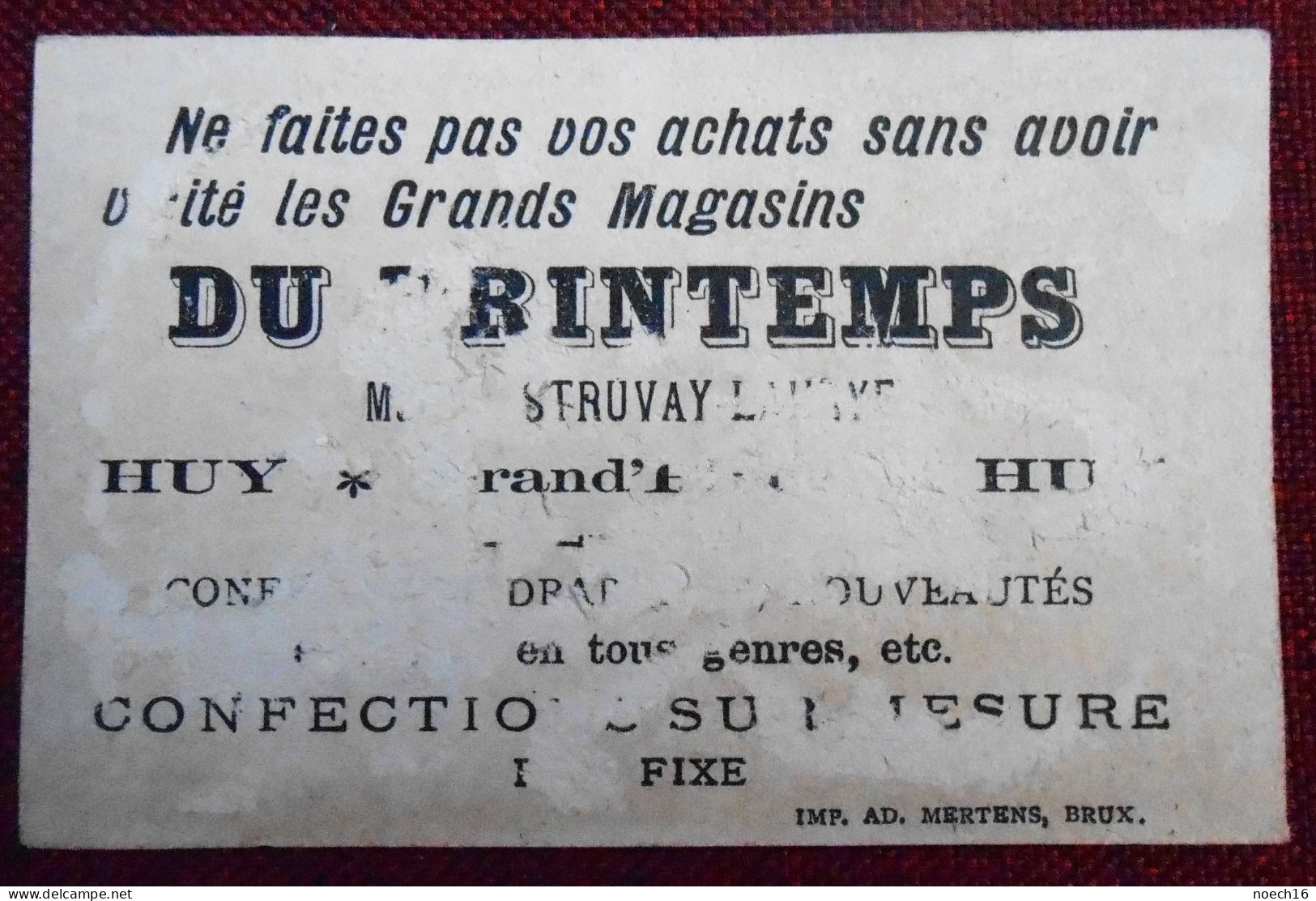 Chromo Publicité Magasins Du Printemps, Grand'Rue, Huy. Confections Sur Mesure - Other & Unclassified