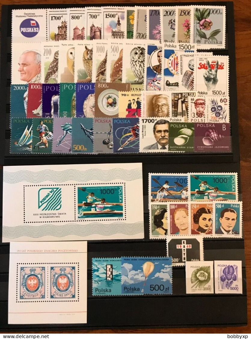 Poland 1990-99. 10 Complete Year Sets. Stamps And Souvenir Sheets. MNH - Années Complètes