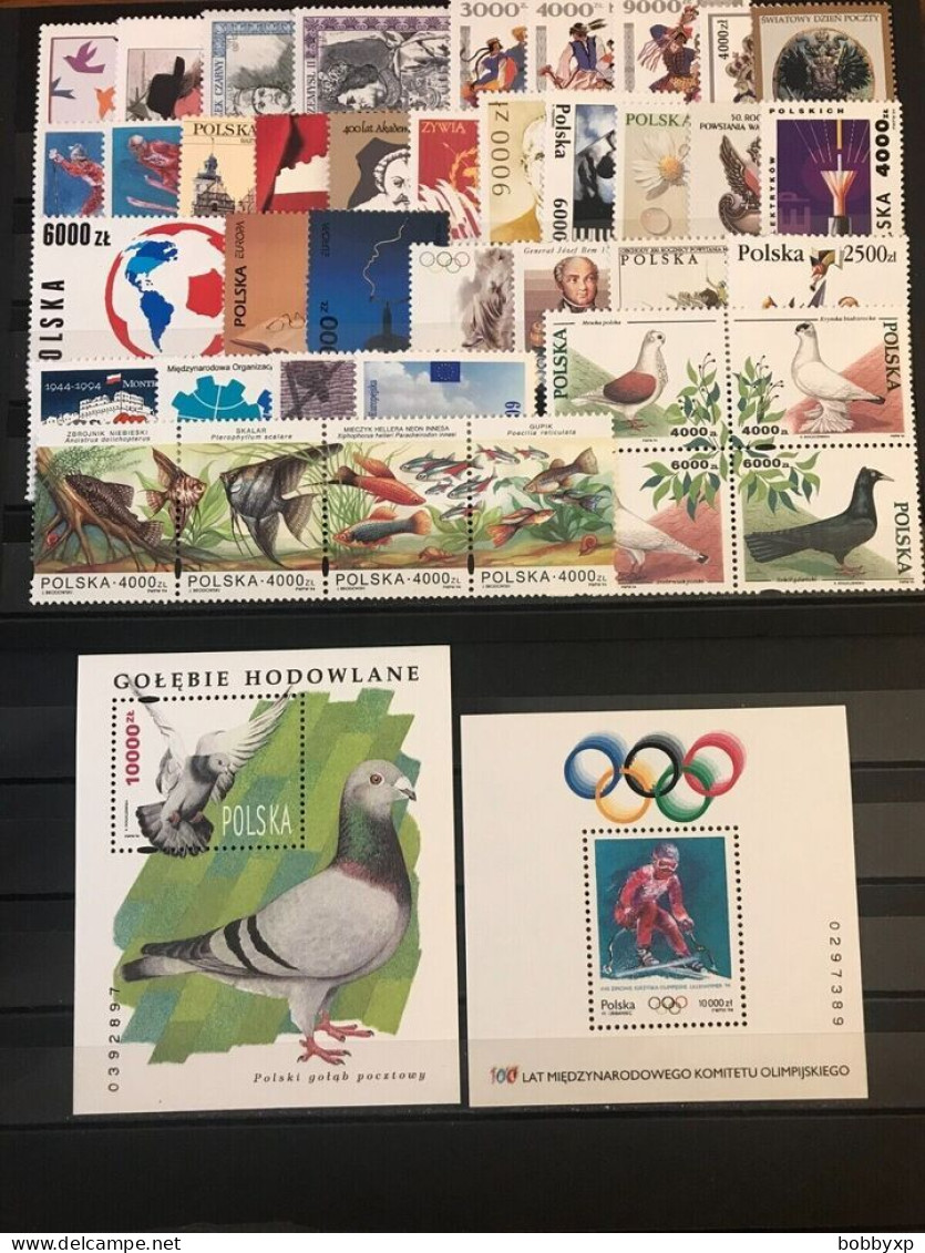 Poland 1990-99. 10 Complete Year Sets. Stamps And Souvenir Sheets. MNH - Ganze Jahrgänge