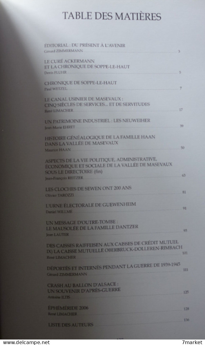 Patrimoine Doller - Bulletin De La Société D'Histoire De La Vallée De Masevaux N°17  / 2007 - Alsace