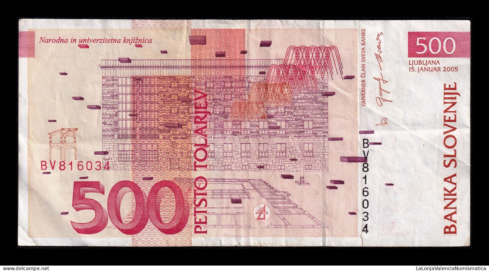 Eslovenia Slovenia 500 Tolarjev 2005 Pick 16c Mbc Vf - Eslovenia