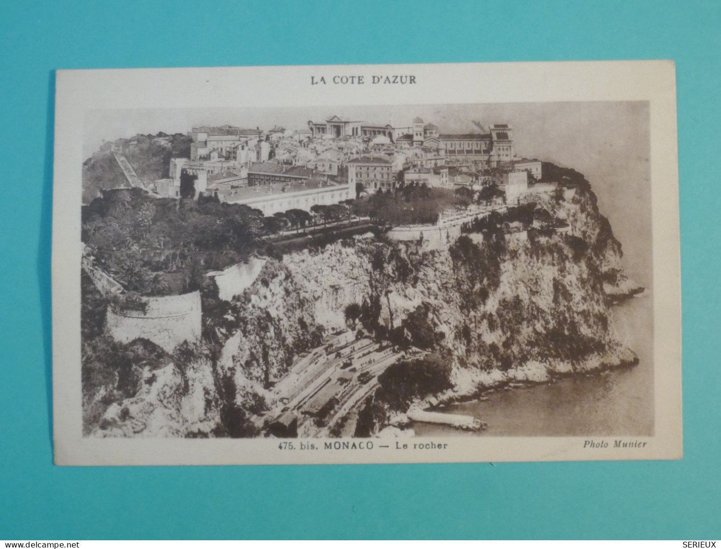 AM0 MONTE CARLO   BELLE CARTE  1920  A PARIS FRANCE +VUE DU ROCHER MONACO  +AFF.INTERESSANT++ + - Briefe U. Dokumente