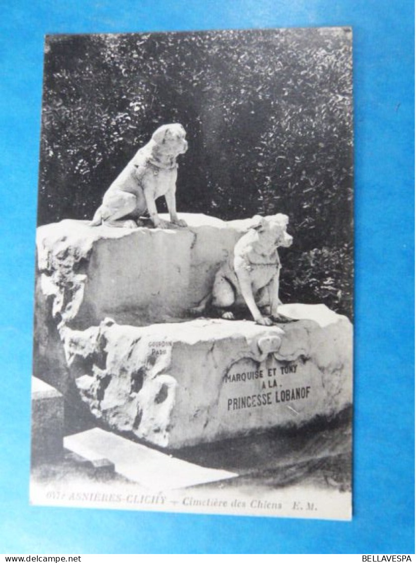 Asnières Clichy Cimentiere Des Chiens  Marquise Et Tony A La Princesse Lobanof  Sculpteur Gourdon Paris D92 - Dogs