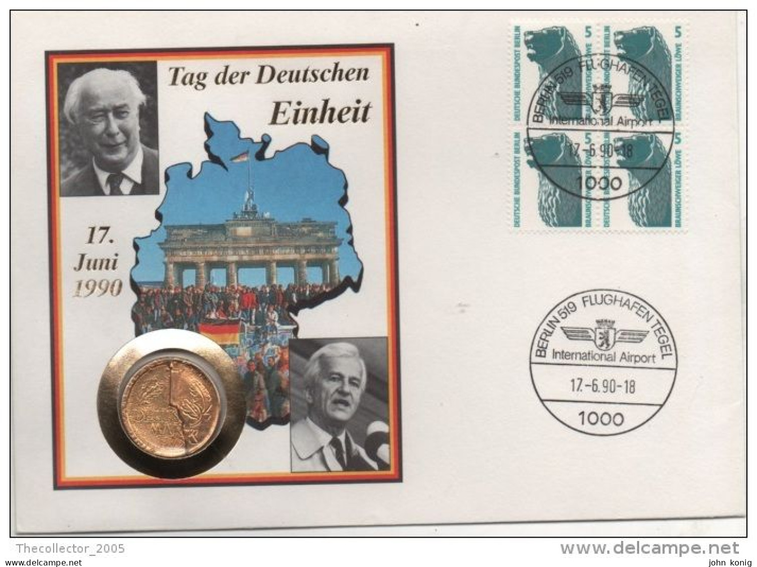 FDC-FIRST DAY COVER (WITH COIN-MEDAL) CON MONETA - INTERNATIONAL AIRPORT-GERMANY (BERLIN'S WALL) - 1981-1990