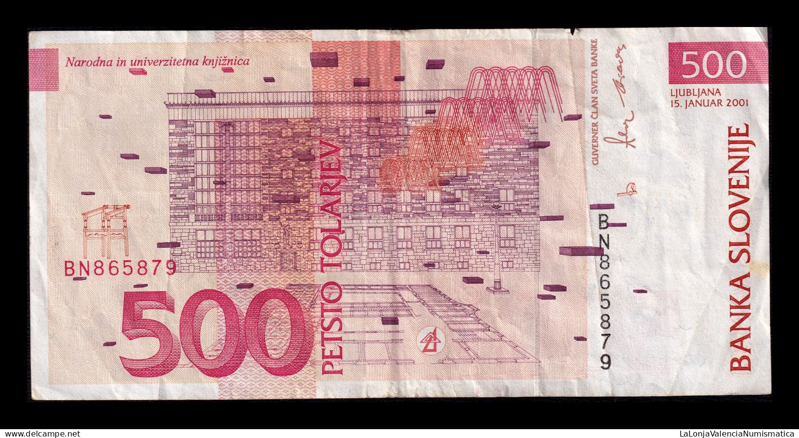 Eslovenia Slovenia 500 Tolarjev 2001 Pick 16b Mbc Vf - Slovenia