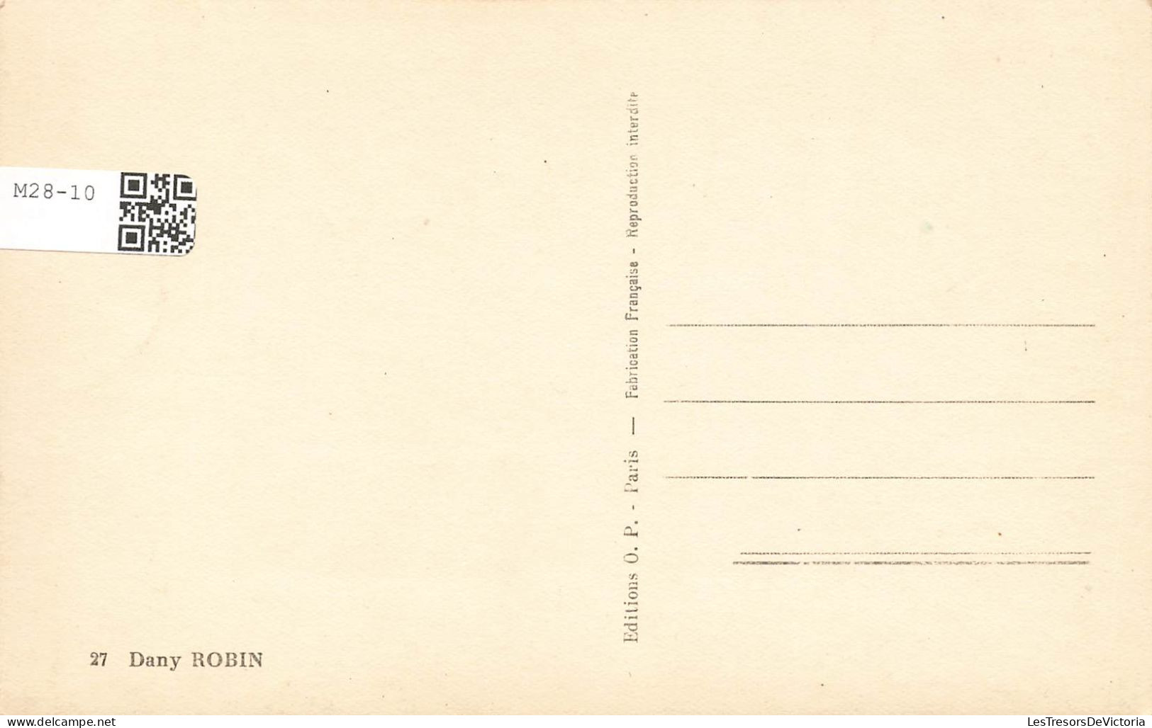 CELEBRITES - Dany Robin - Carte Postale Ancienne - Femmes Célèbres