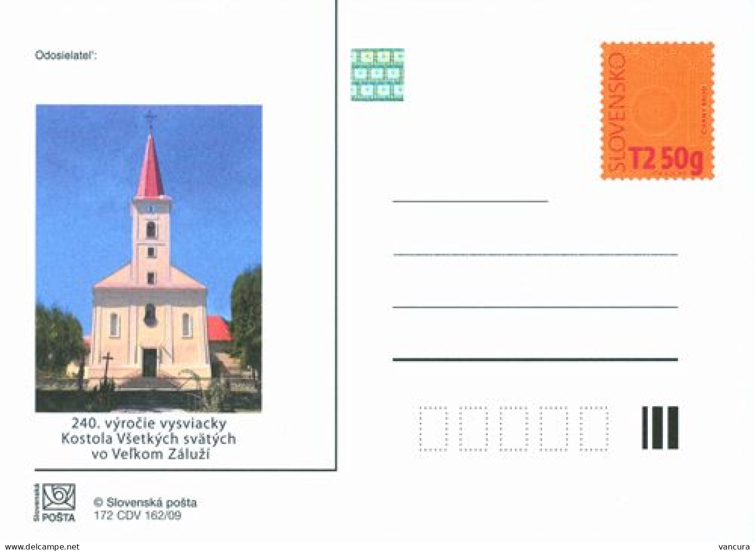 CDV 172 Slovakia 240 Years Of The Church Of Velke Zaluzi 2009 - Postales