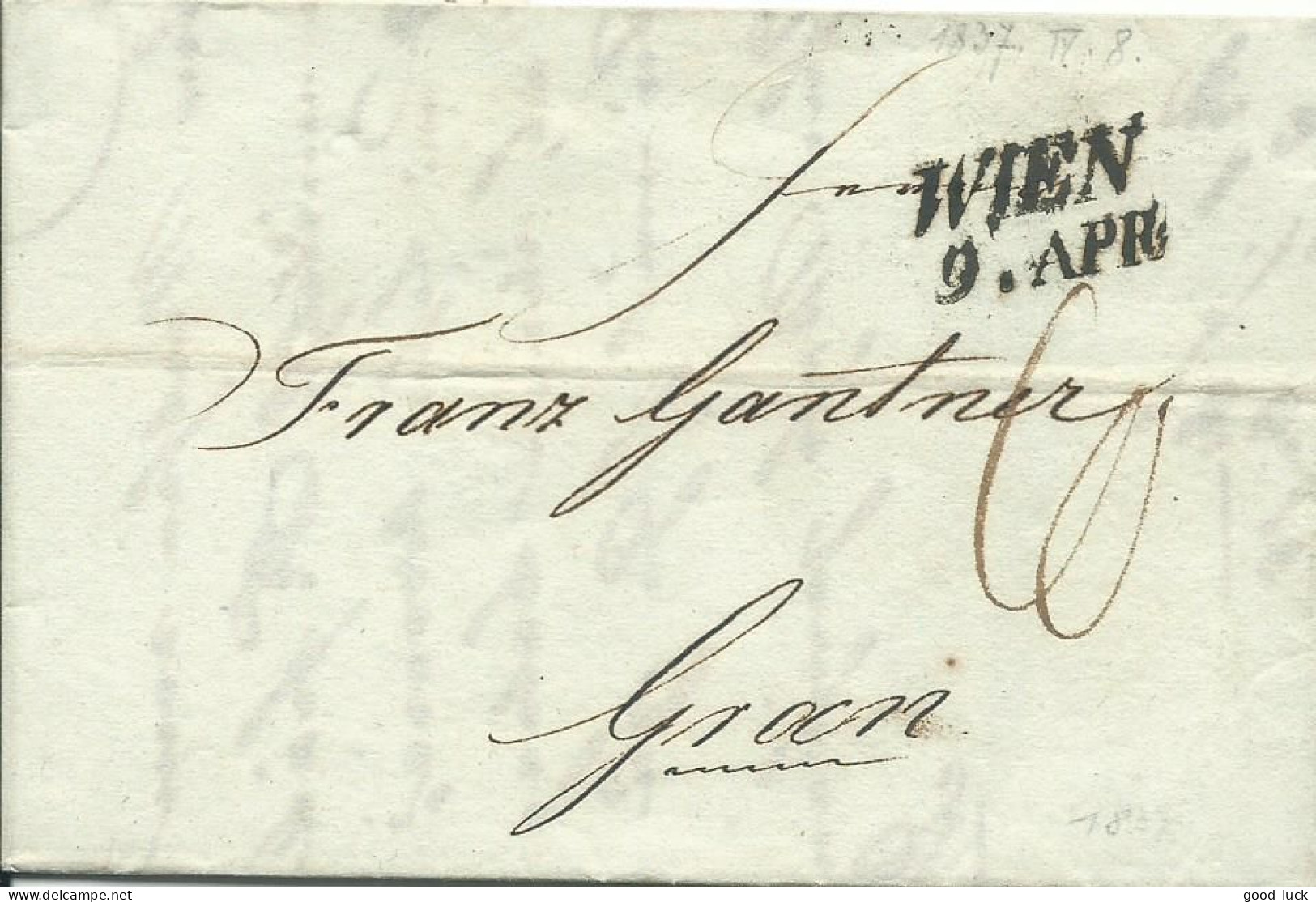 AUTRICHE MARQUE WIEN  POUR GRAN DE 1837 LETTRE COVER - ...-1850 Prephilately