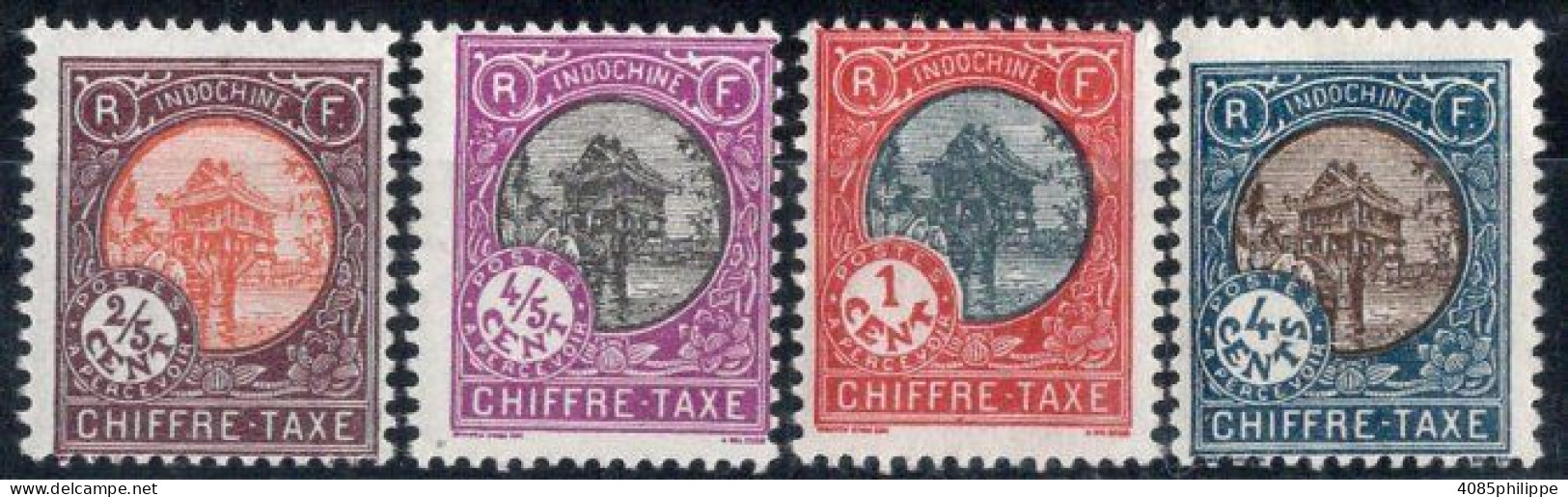 INDOCHINE Timbres-Taxe N°44*, 45*, 46* & 49* Neufs Charnières TB Cote : 3€50 - Strafport