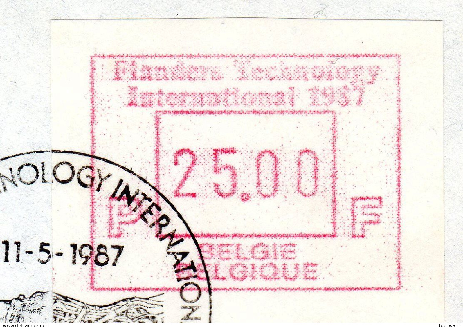 Belgien Belgique Belgie ATM 7.2 C Flanders Tech. FDC 25F Poste Restante 11.5.87 To Portugal 25$0 Funchal 29.5.87 / Frama - Storia Postale