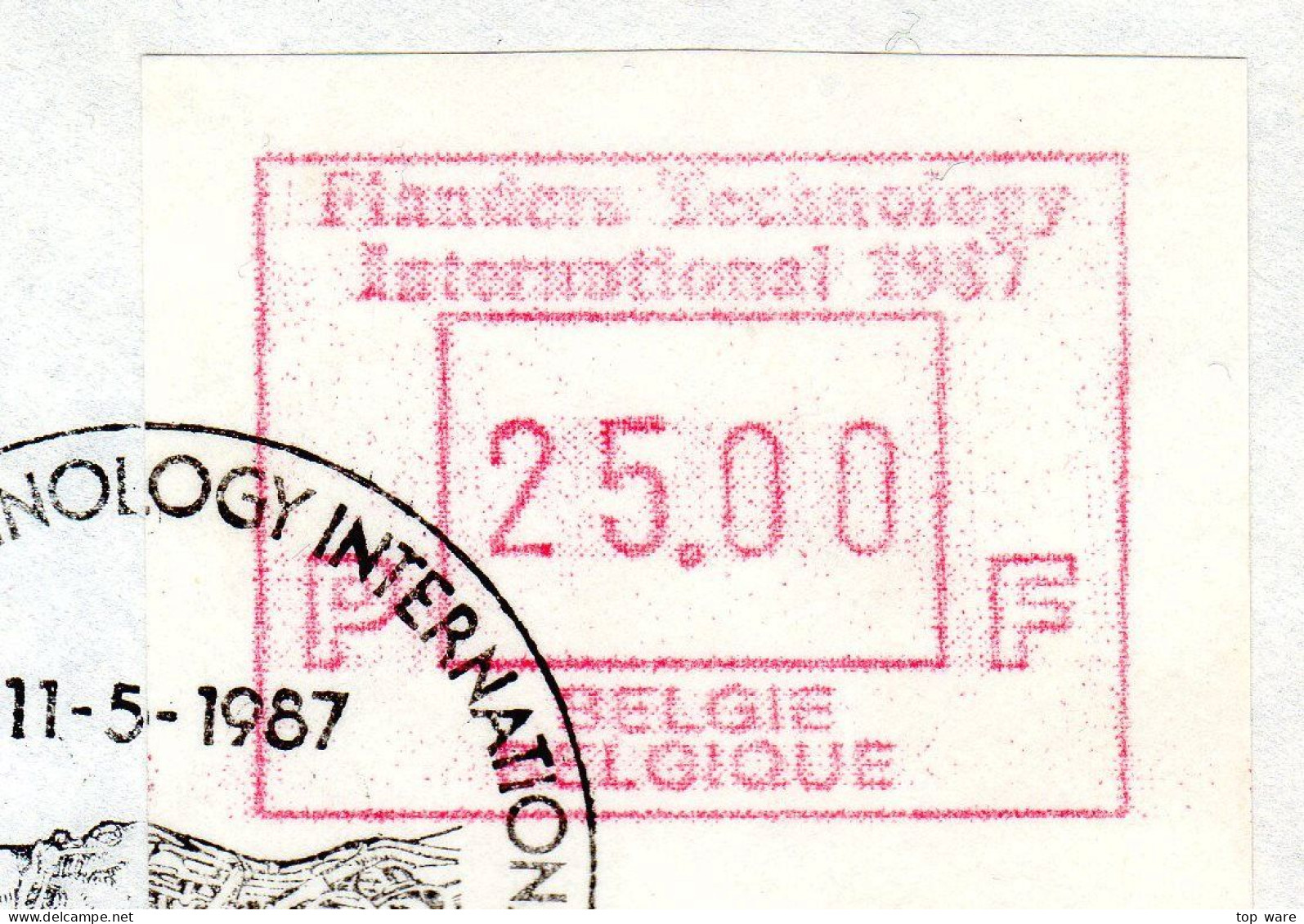 Belgien Belgique Belgie ATM 7.2 C Flanders Tech. FDC 25F Poste Restante 11.5.87 To Portugal 25$0 Funchal 29.5.87 / Frama - Lettres & Documents