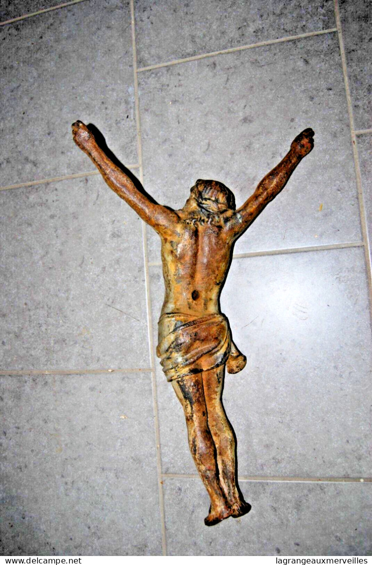 E2 Objet Religieux - Christ Sur La Croix - Church - Pièce Exceptionnel Crucifix - Très Lourd - Religious Art