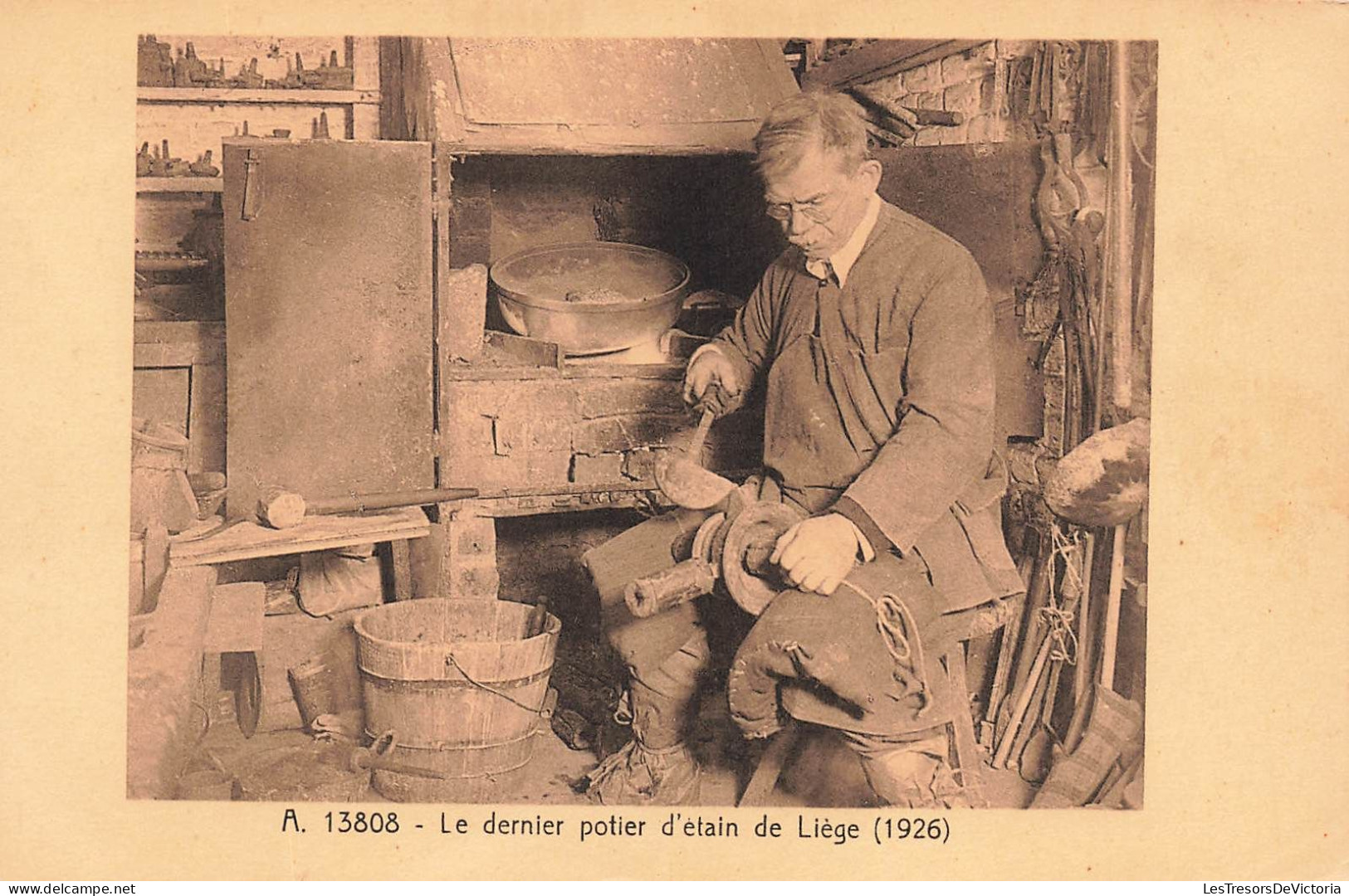 METIERS - Le Dernier Potier D'étain De Liège (1926) - Carte Postale Ancienne - Artesanal