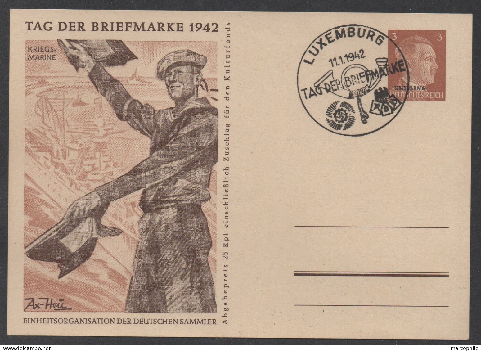 LUXEMBOURG - III REICH / 1941 ENTIER POSTAL DE PROPAGANDE SURCHARGE UKRAINE -  OBLITERE LUXEMBOURG (ref 6621) - 1940-1944 German Occupation