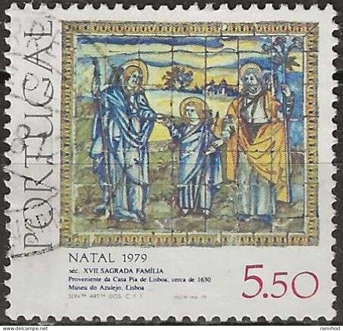 PORTUGAL 1979 Christmas. Tile Pictures - 5e50 - The Holy Family FU - Oblitérés