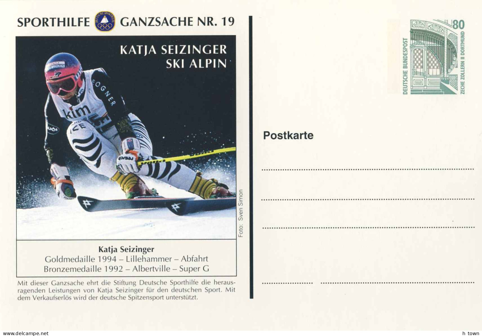 820  Jeux Olympiques D'hiver Lillehammer - 1994 Winter Olympics Gold Medalist Alpine Skiing, Downhill. Ski - Winter 1994: Lillehammer