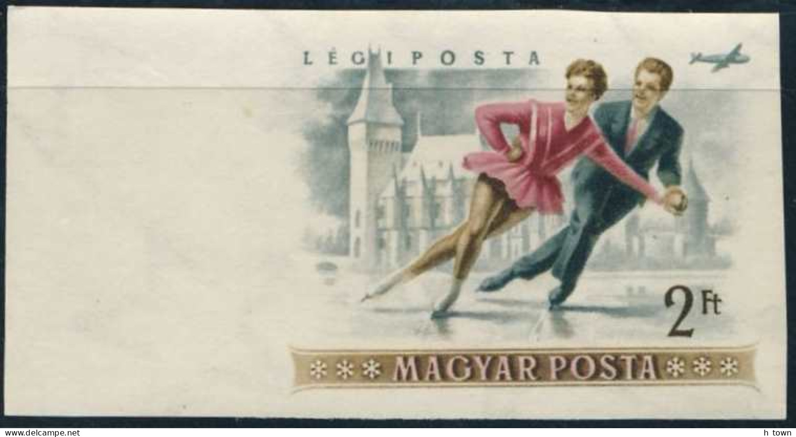 820  Patinage Artistique: Hongrie 1955, Non Dentelé - Figure Skating Imperforate Stamp From Hungary. Ice Winter Sport - Kunstschaatsen