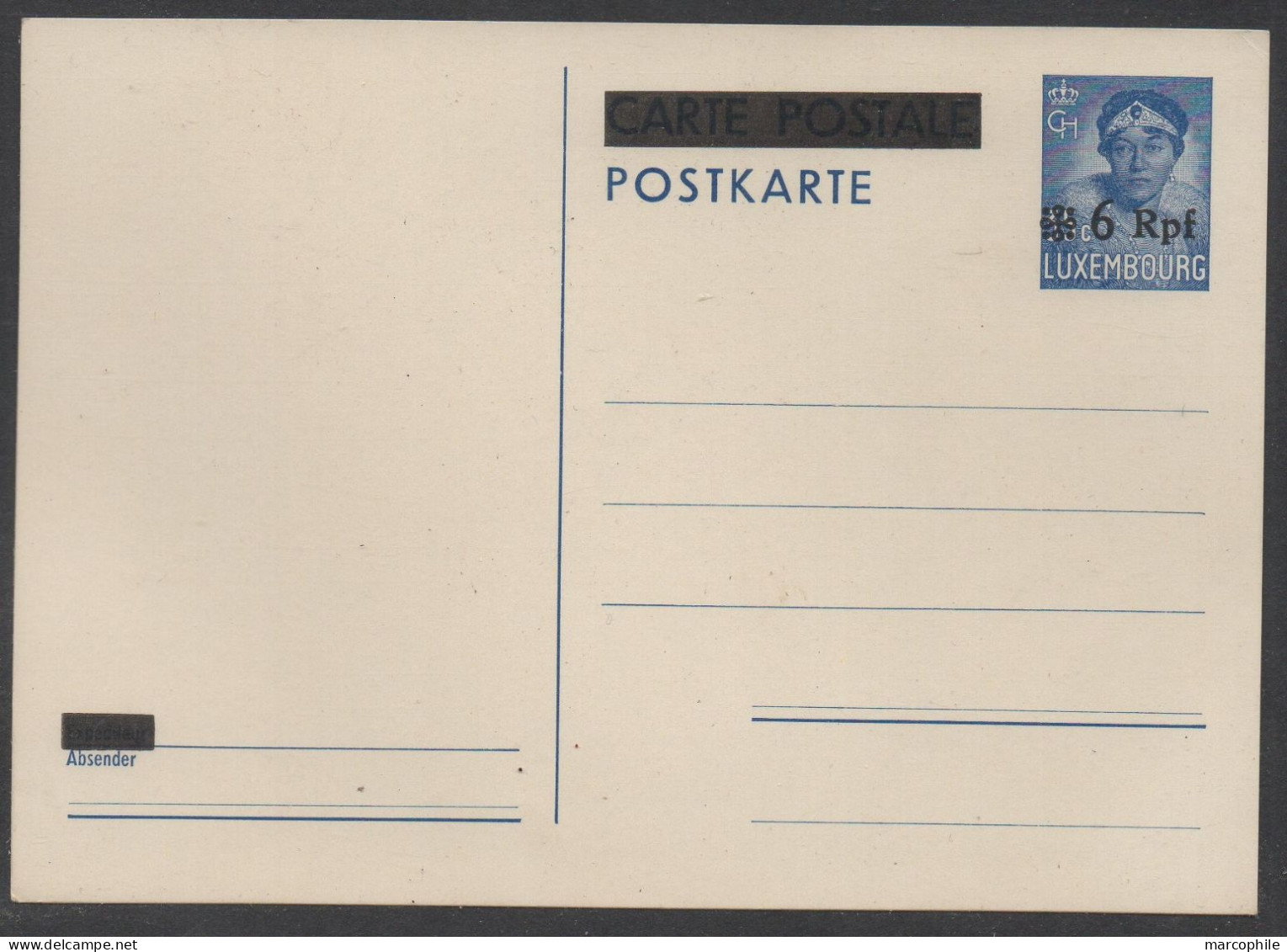 LUXEMBOURG - III REICH / 1940 ENTIER POSTAL D' OCCUPATION SURCHARGE 6rpf/25c BLEU (ref 6621) - 1940-1944 Ocupación Alemana