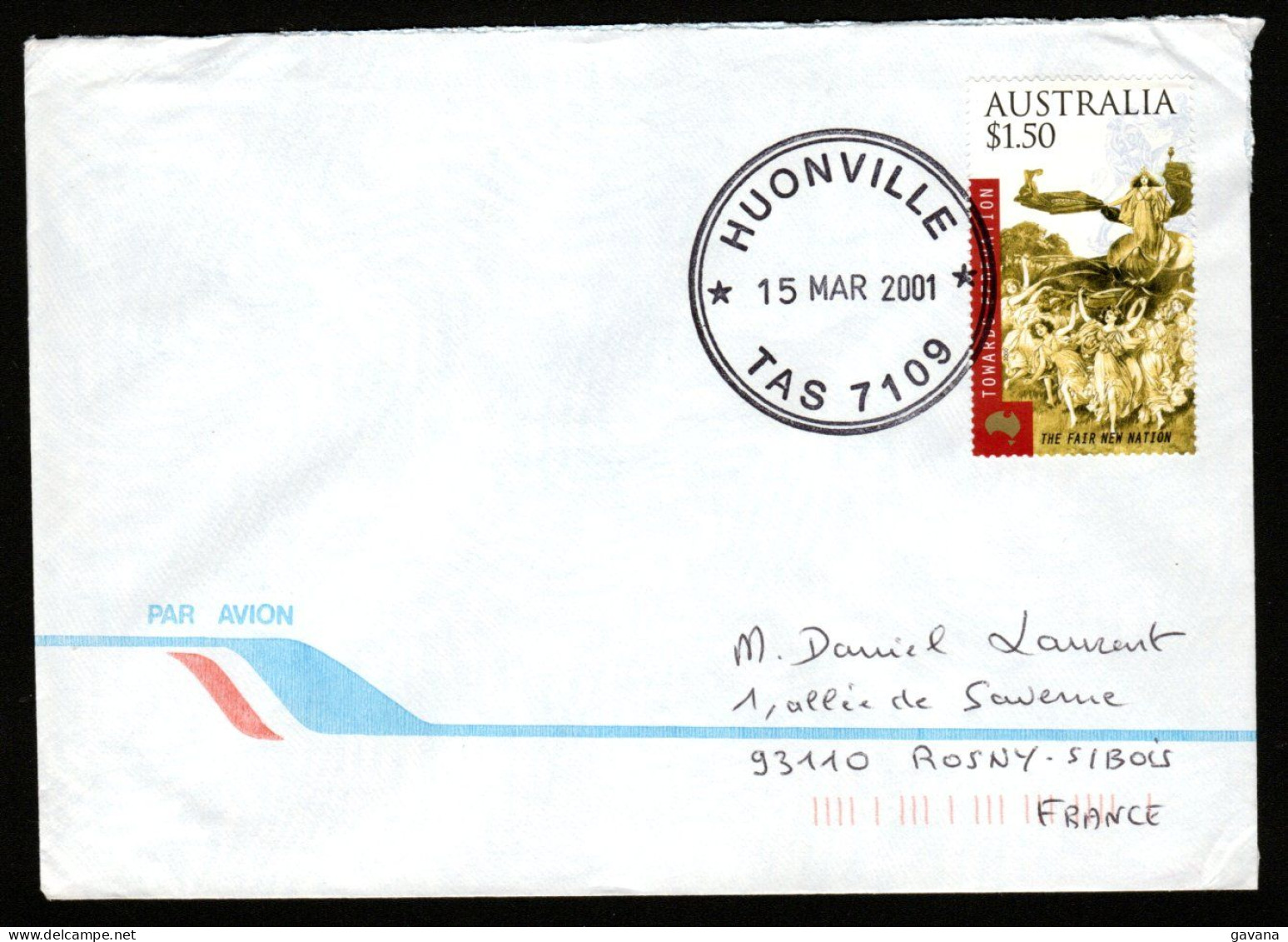 AUSTRALIA - Lettre De Huonville Pour La France 2001 - Cartas & Documentos