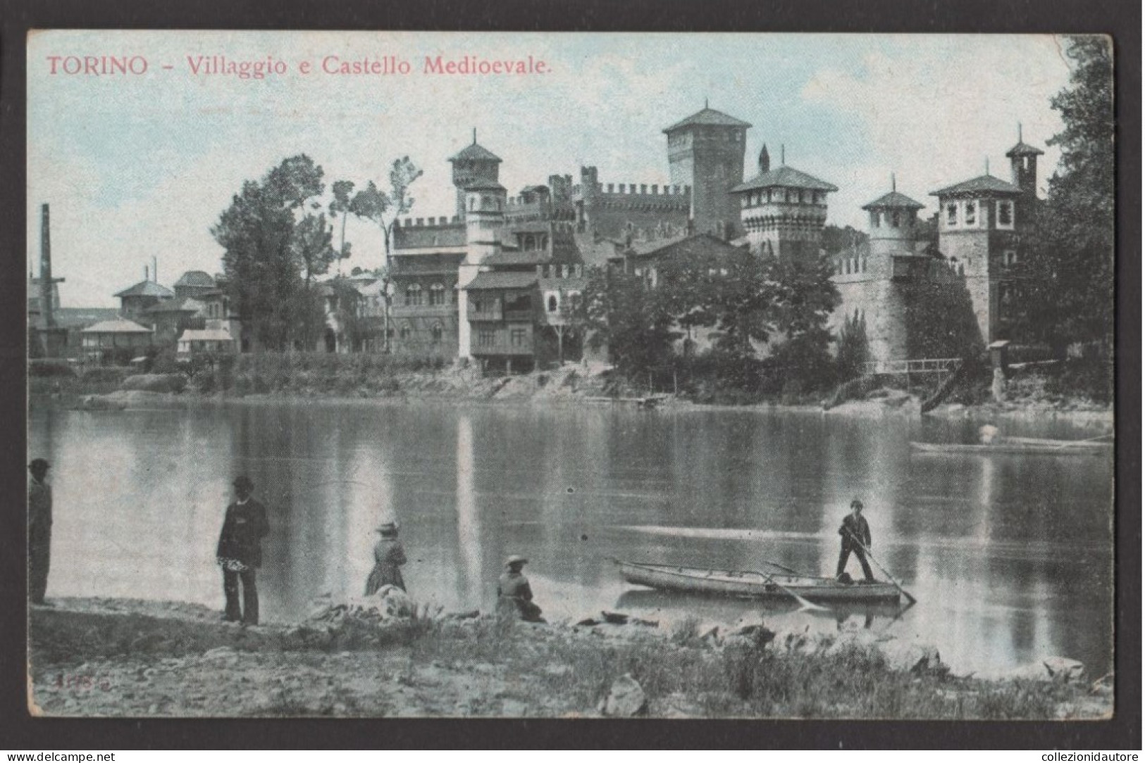 TORINO - VILLAGGIO E CASTELLO MEDIOEVALE - ANIMATA - PASSAGGIO DEL BARCHINO - CARTOLINA FP SPEDITA NEL 1919 - Castello Del Valentino