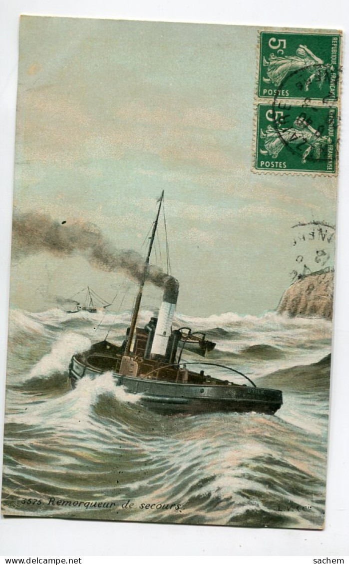 MARINE  Bateau Remorqueur   Secours  Bateau En Détresse  En Pleine Mer  Tempete   1912 écrite  D18  2019  - Remorqueurs