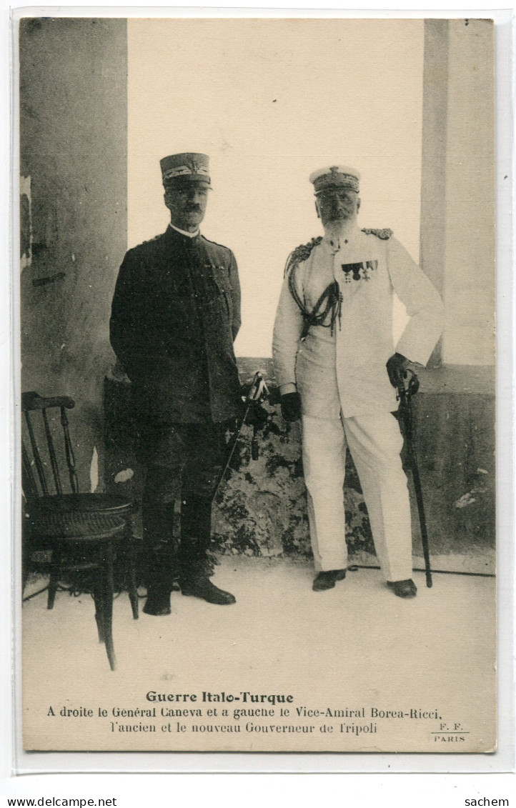 LYBIE  TRIPOLI Guerre Italo Turque Général CANEVA Et Vice Amiral BOREA RICCI  Ancien Gouverneur    1911 D20 2019  - Libia