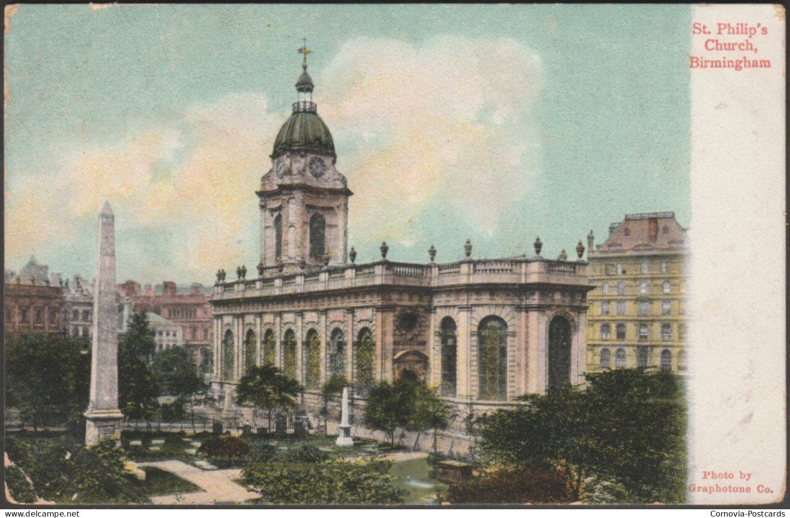 St Philip's Church, Birmingham, 1907 - Misch & Stock Postcard - Birmingham