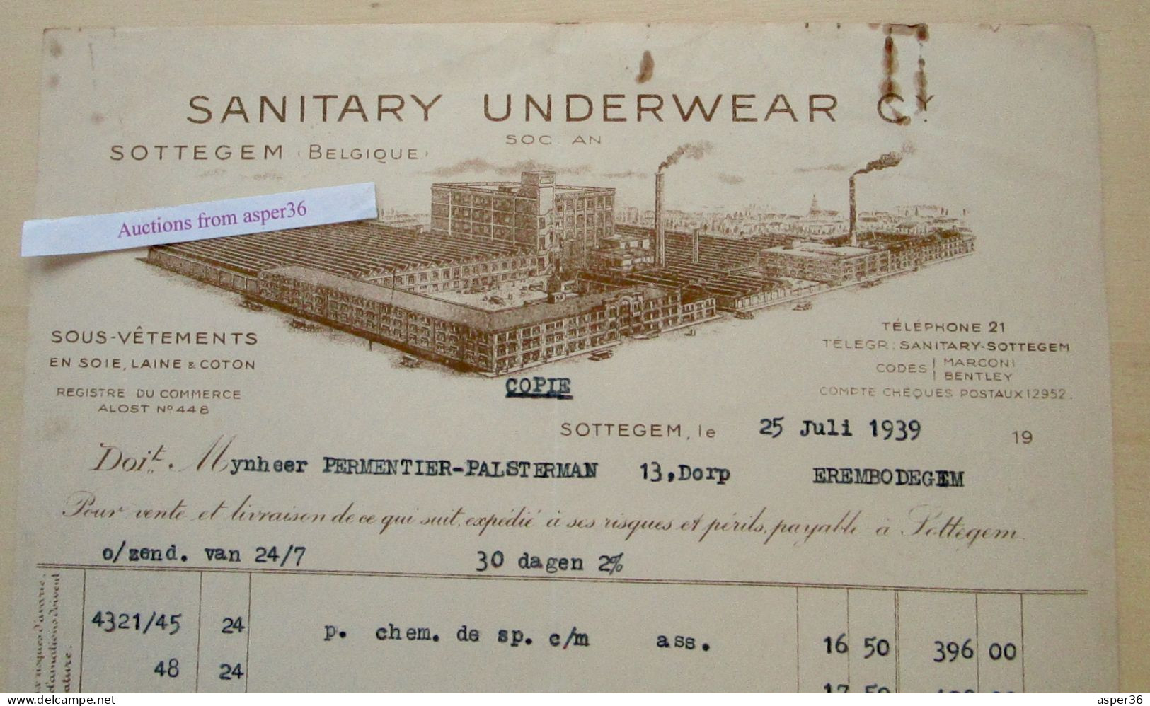 Sanitary Underwear Cy. Zottegem 1939 - 1900 – 1949