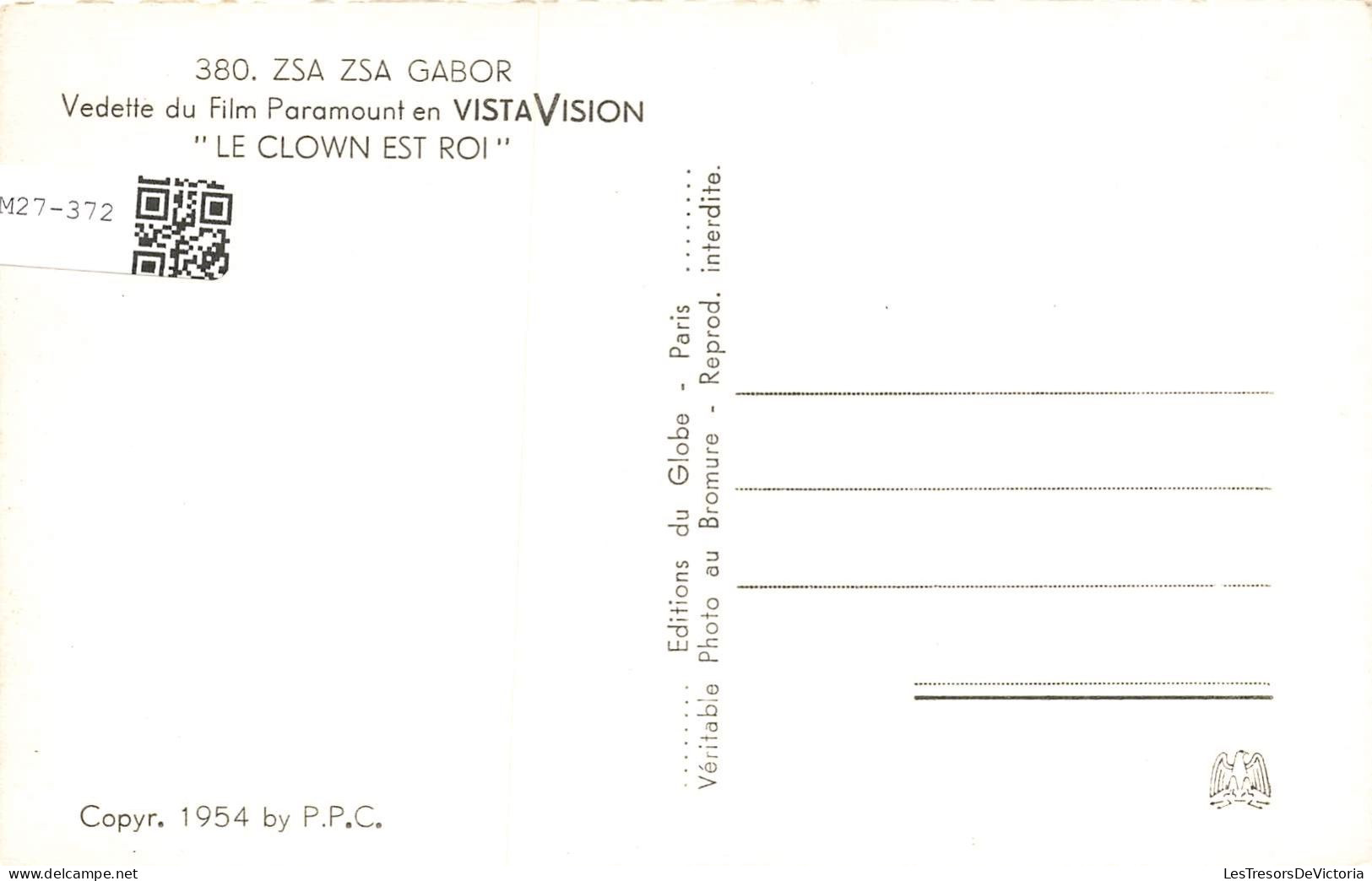 CELEBRITE - Zsa Zsa Gabor - Vedette Du Film Paramount En Vistavision - Le Clown Est Roi - Carte Postale Ancienne - Mujeres Famosas