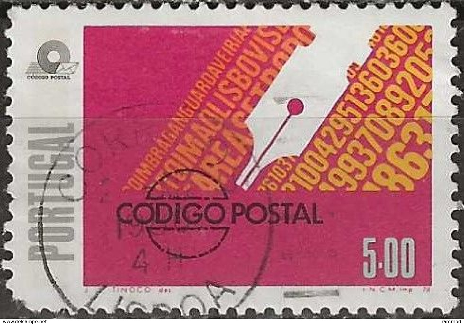 PORTUGAL 1978 Introduction Of Post Code - 5e. - Pen Nib And Post Codes FU - Oblitérés