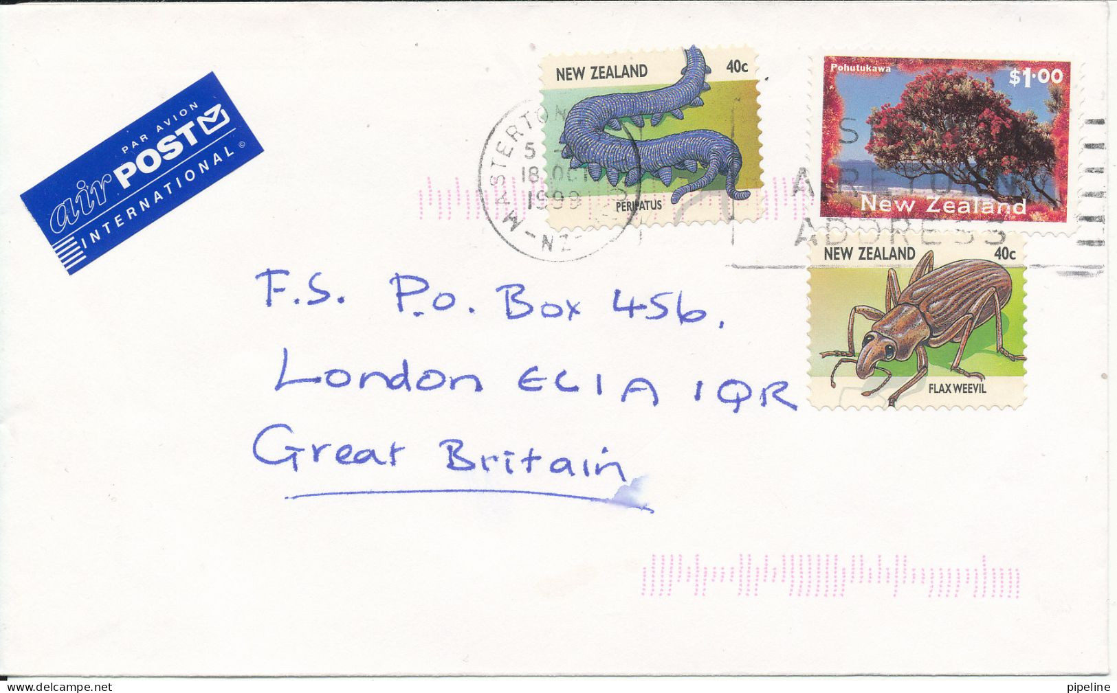 New Zealand Cover Sent Air Mail To Germany Masterton 18-10-1999 - Storia Postale