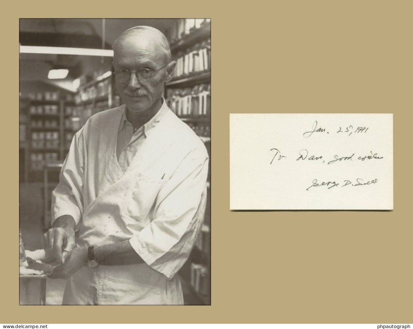 George Davis Snell (1903-1996) - Geneticist - Signed Card + Photo - 1991 - Nobel Prize - Inventeurs & Scientifiques