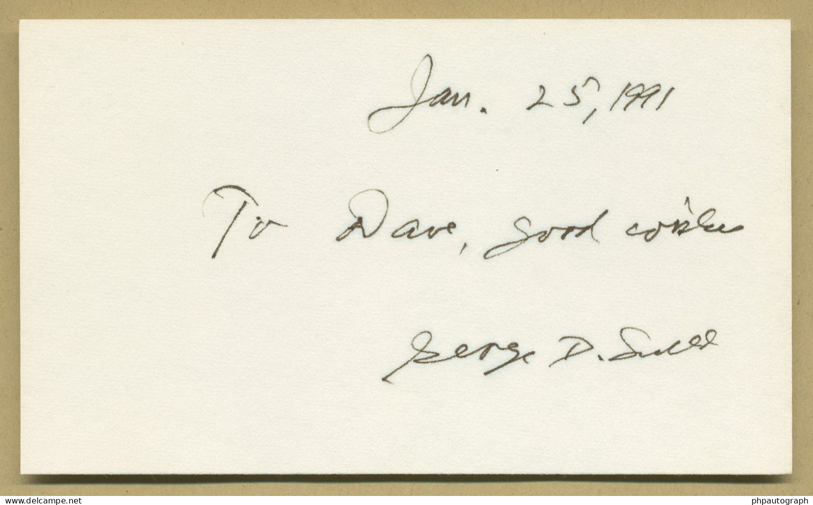 George Davis Snell (1903-1996) - Geneticist - Signed Card + Photo - 1991 - Nobel Prize - Inventors & Scientists