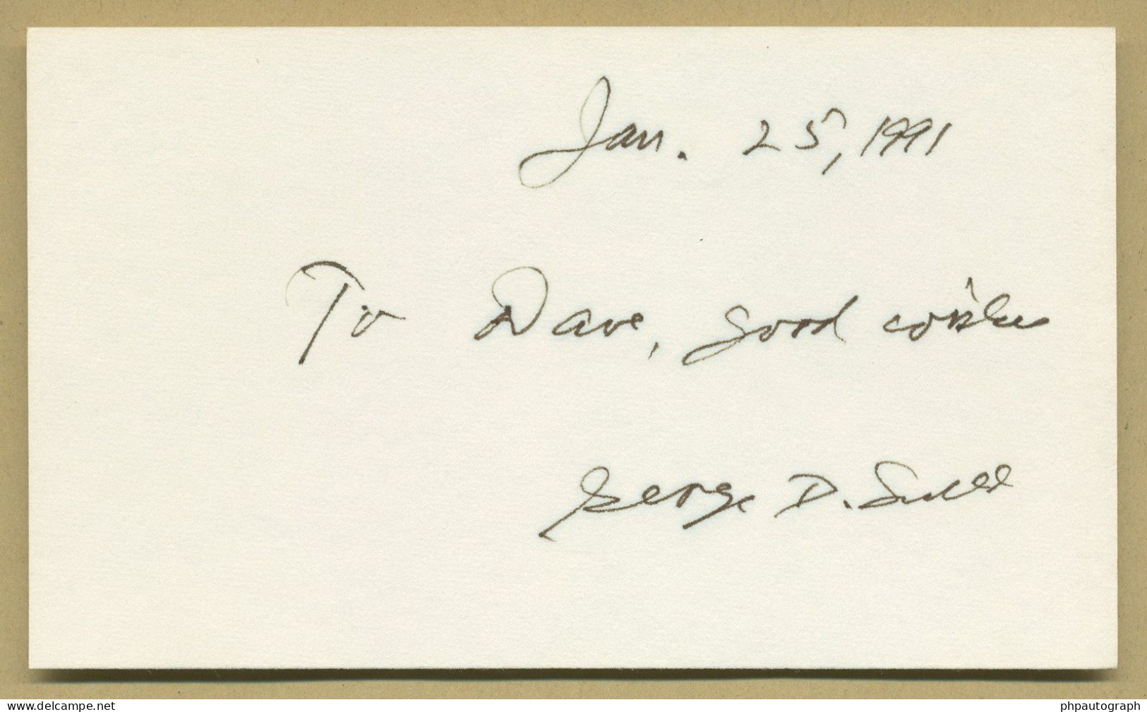 George Davis Snell (1903-1996) - Geneticist - Signed Card + Photo - 1991 - Nobel Prize - Inventeurs & Scientifiques