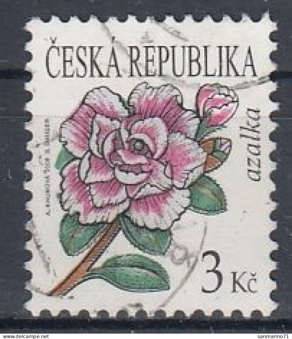 CZECH REPUBLIC 553,used,falc Hinged,flowers - Gebraucht