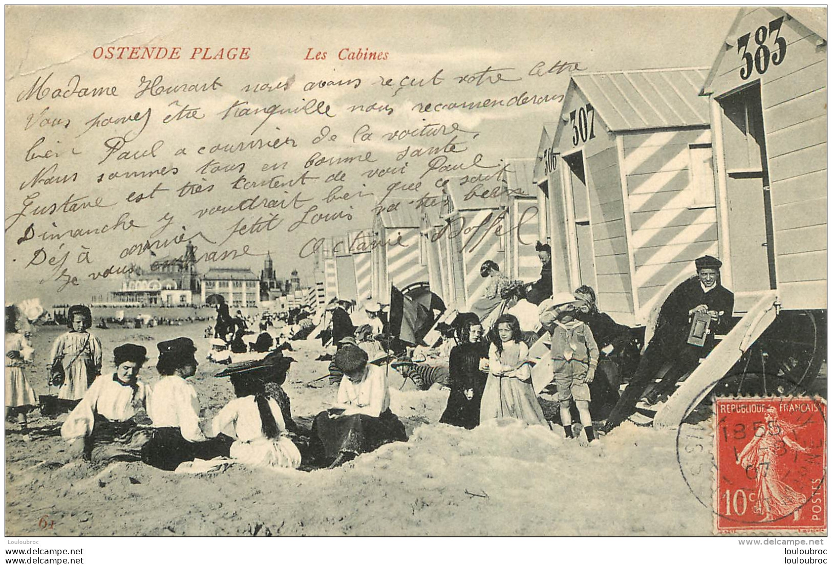 OOSTENDE PLAGE LES CABINES 1907 - Oostende