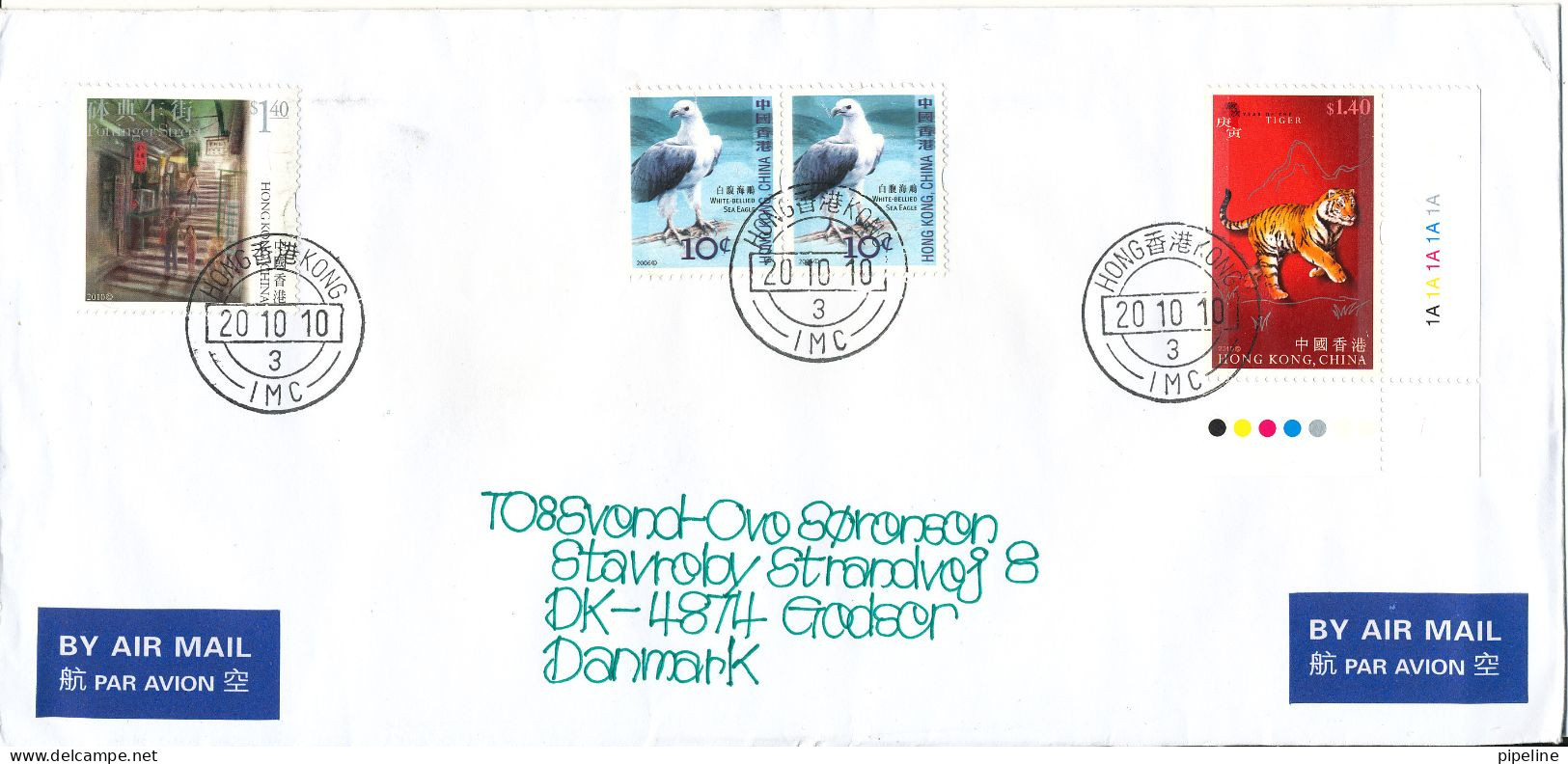 Hong Kong Cover Sent Air Mail To Denmark 20-10-2010 Topic Stamps - Brieven En Documenten